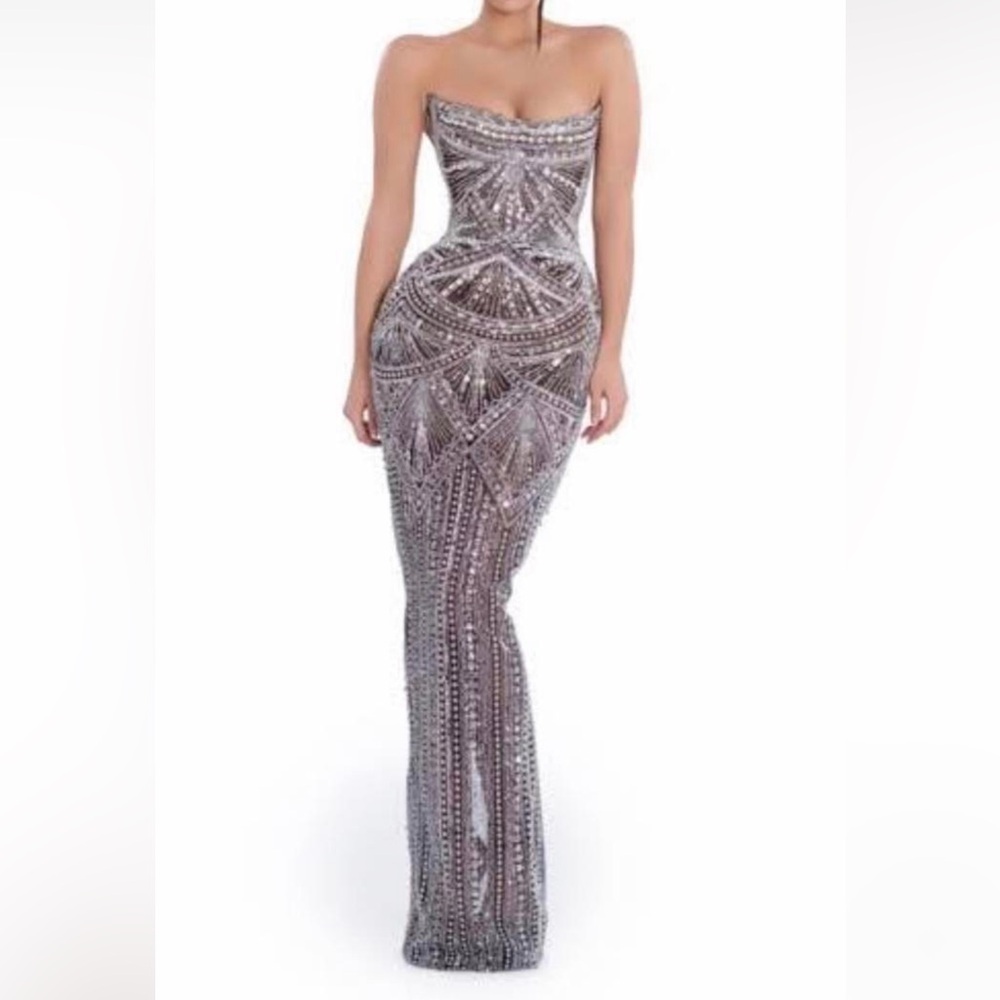 Strapless Silver Glam Dress